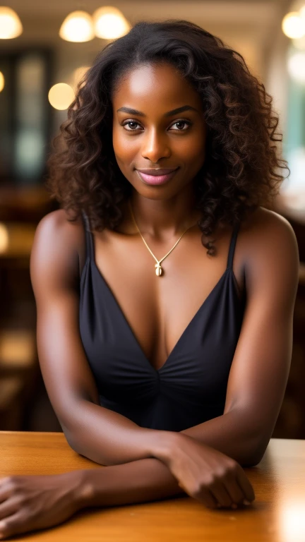 A very dark skinned woman with a lovely ...
