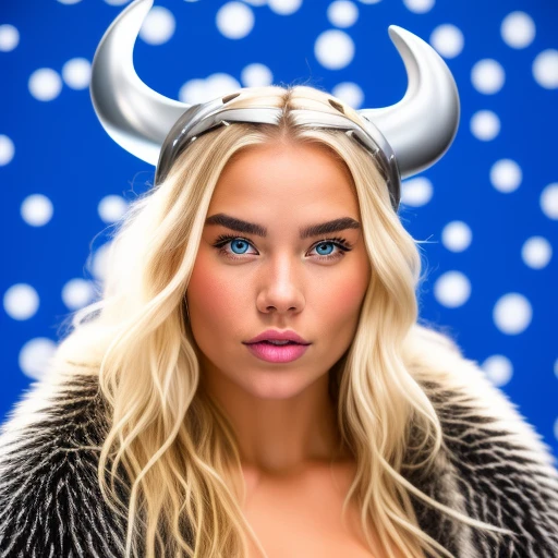 a close-up photo of a ((viking woman)) i...
