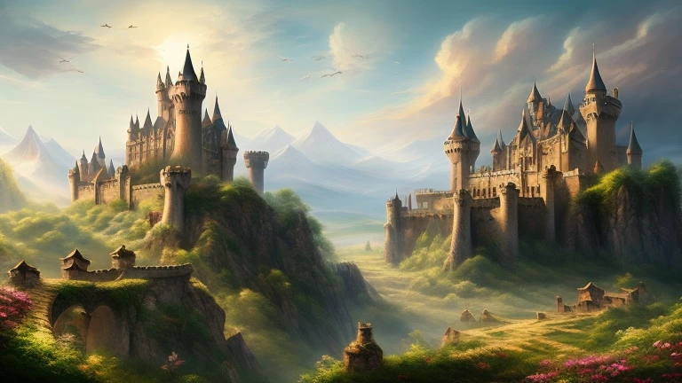 A medieval castle in a magic landscape