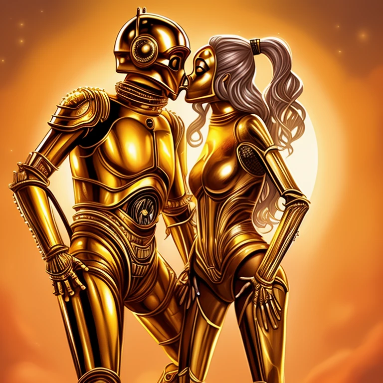 perfect C-3PO kissing perfect female C-3...
