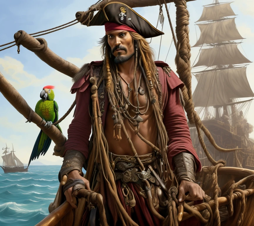 Pirate captain "Long John Silver" with a...