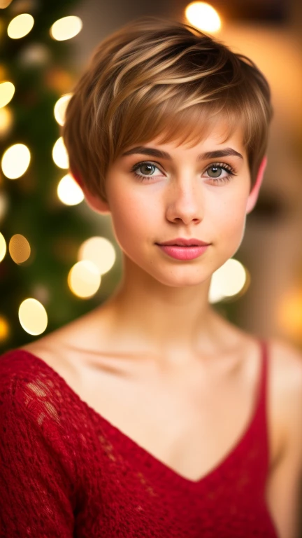 girl pixie cut hair christmas