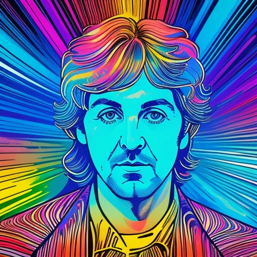 psychedelic portrait of Paul McCartney, ...