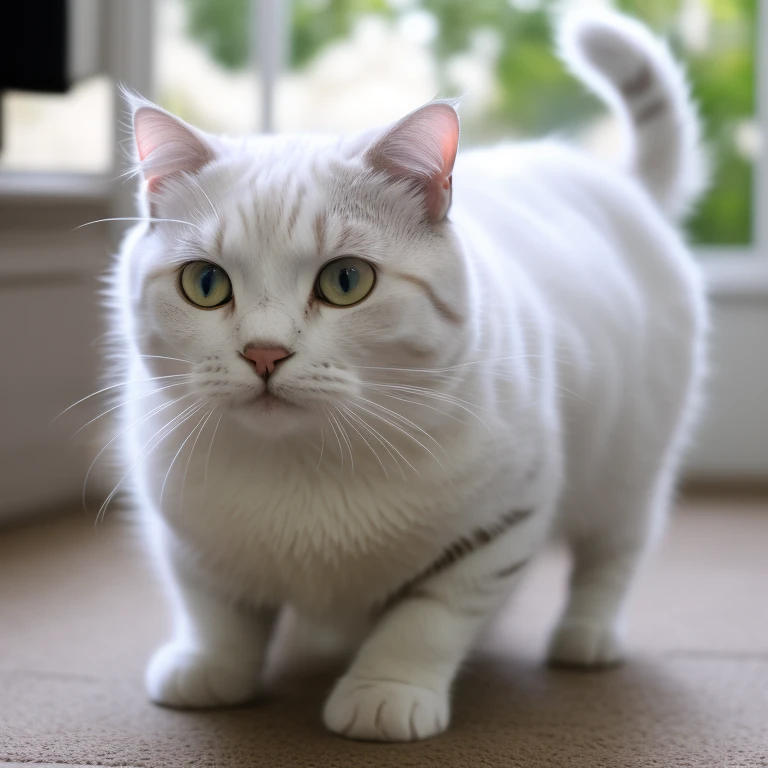 a perfect white tabby cat