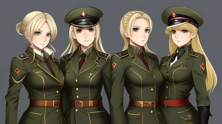 JRPG, 4 blonde girls, military uniforms