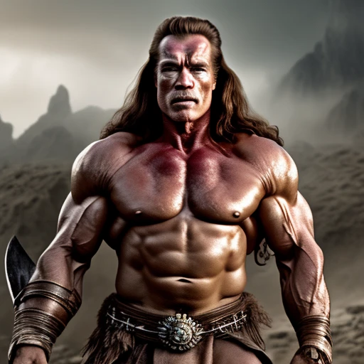 Arnold Schwarzenegger as old Conan king
