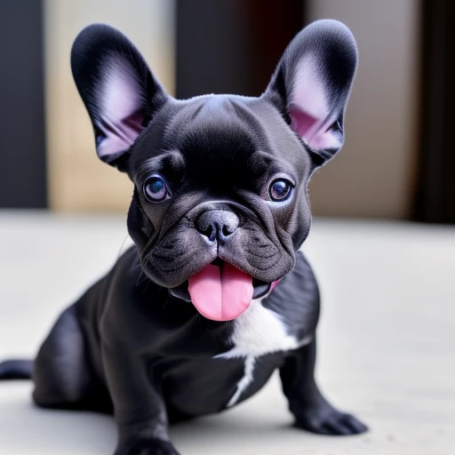 French Bulldog blackie with blue eyes an...