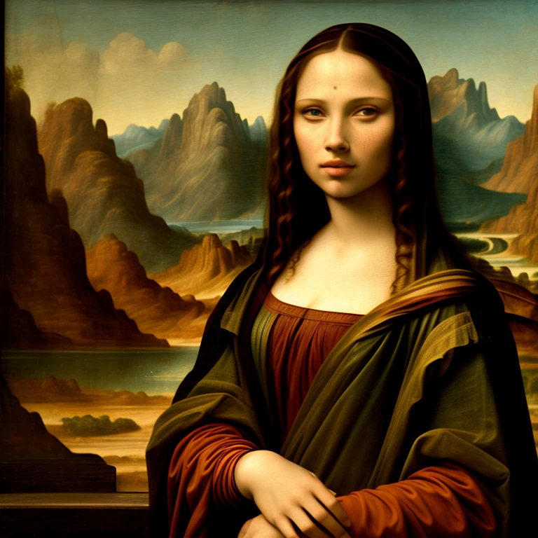 Scarlett Johansson as Mona Lisa, landsca...