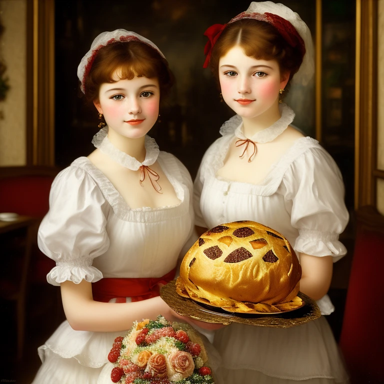 pratty maid with panettone in restaurant...
