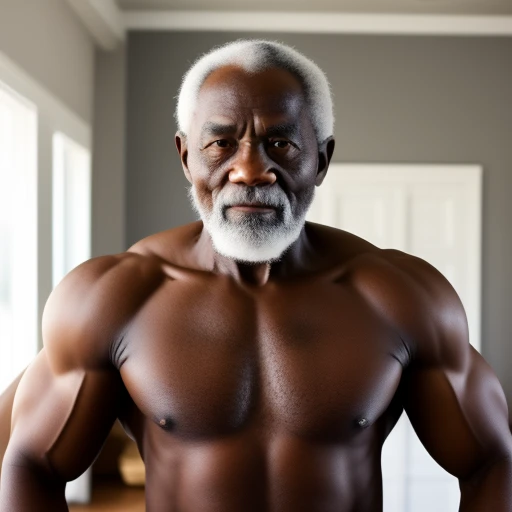 a very old black man with bit muscles