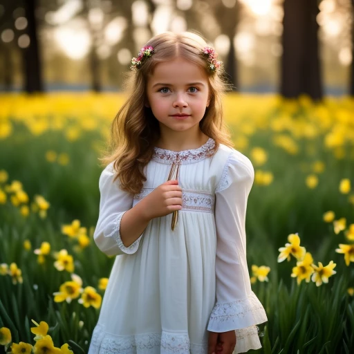 little Ukrainian girl in the daffodil me...