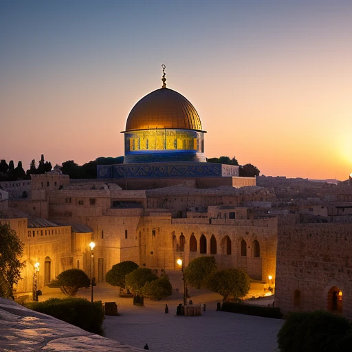 The ancient city of Jerusalem bathed in ...