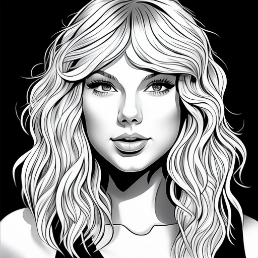 taylor swift in the style of al hirschfe...