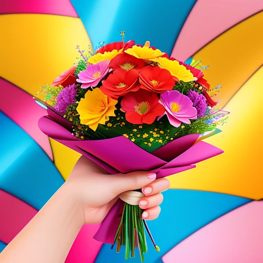 Bouquet of multi-colored flowers in the ...