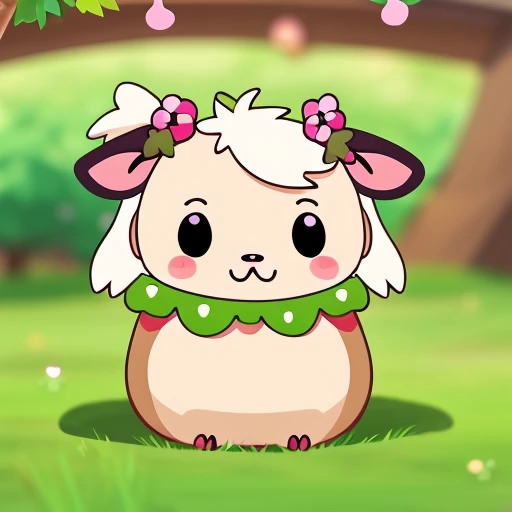 super cute kawaii chibi cow with kiwi bo...