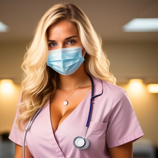 very busty nurse with chirurgical mask i...