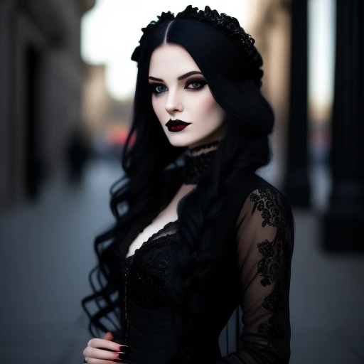 gorgeous goth bitch, photorealistic