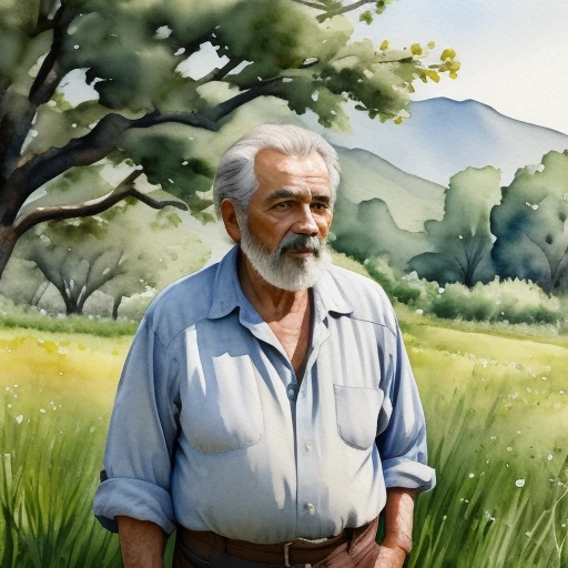 hombre de 65 años en el campo, Nature, W...