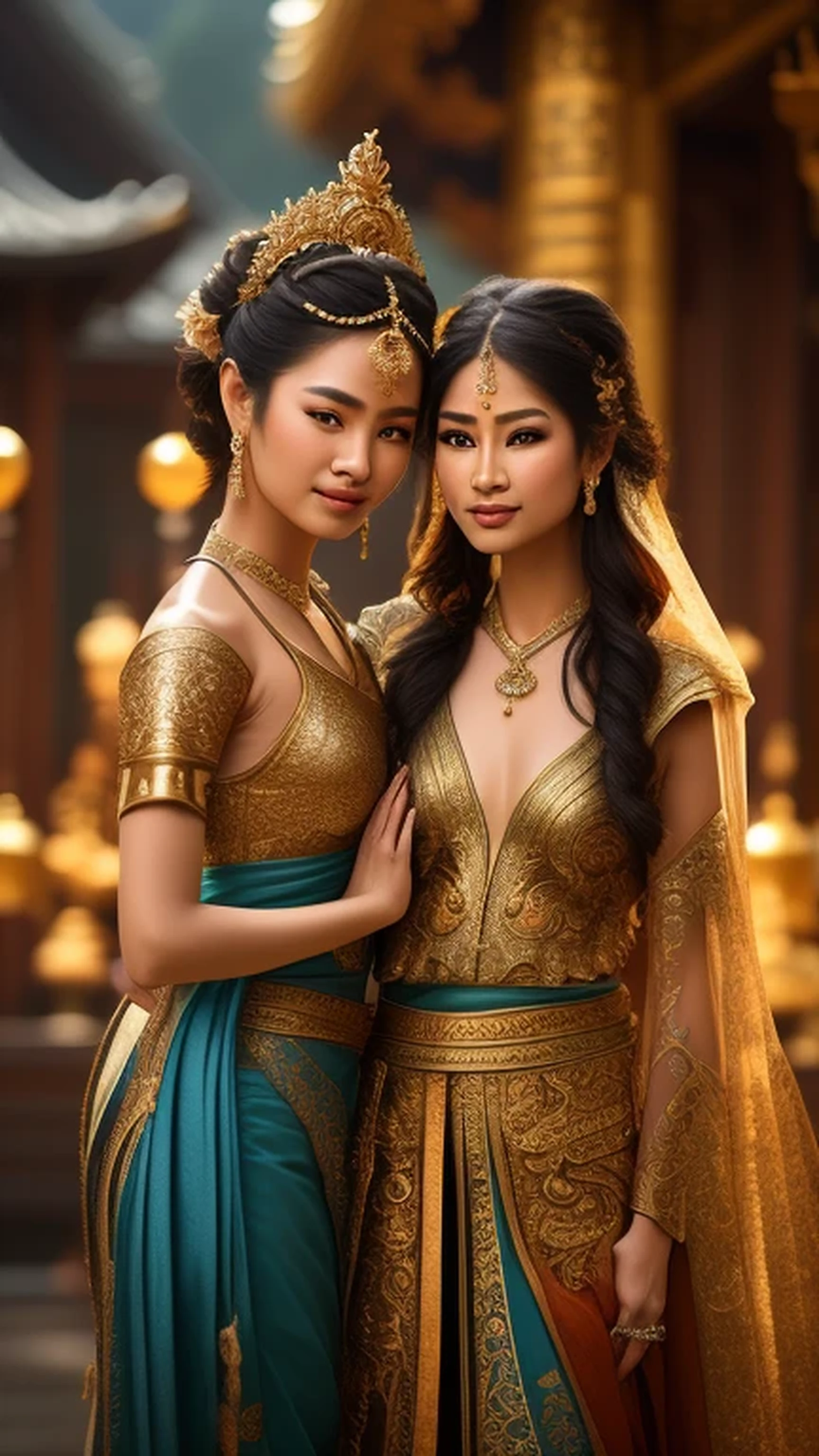 [[[two Thai dancers, female]]], Extremel...