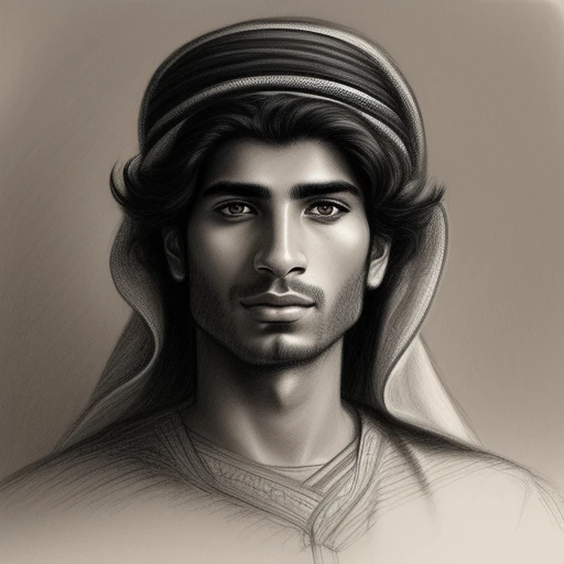 hand sketched, arab male portrait  ,... ...