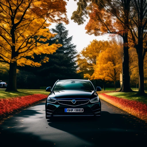 Black car in autumn