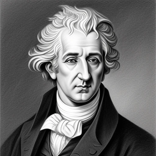 Pencil painting of Goethe with long nose