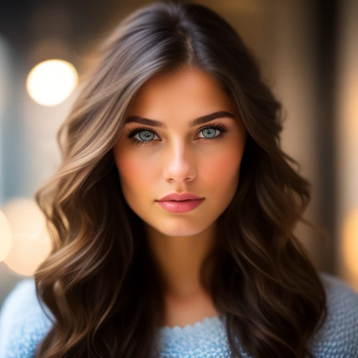 brunette beauty with blue eyes