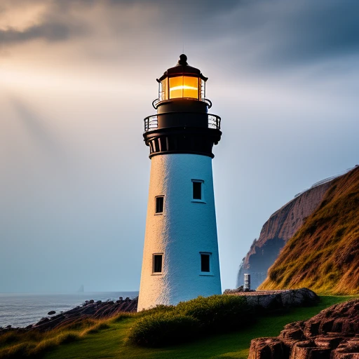 power lighthouse with light ray