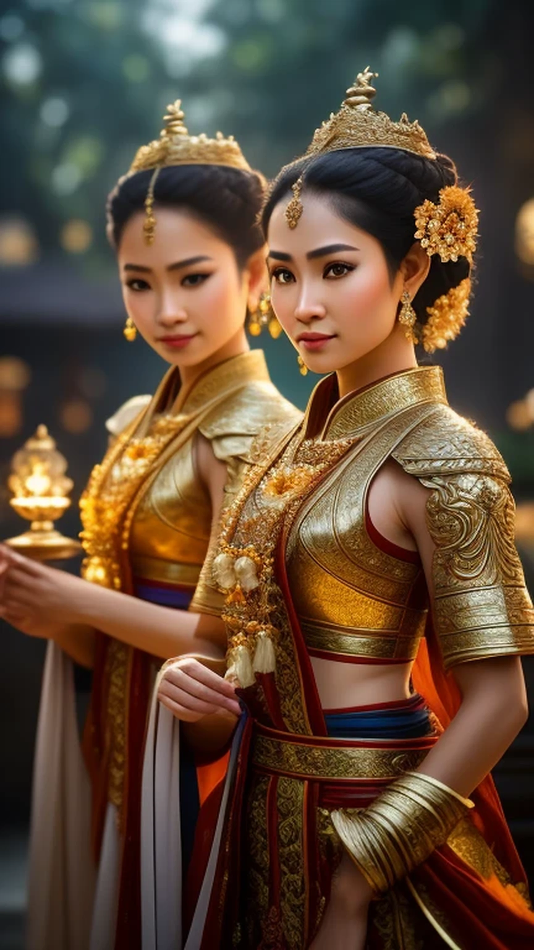 [[[two Thai dancers, make and female]]],...