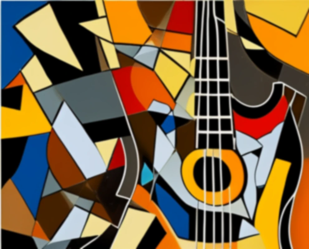 guitar player abstract george braque sty...