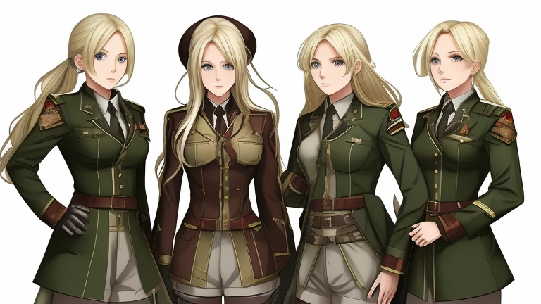JRPG, 4 blonde girls, military uniforms