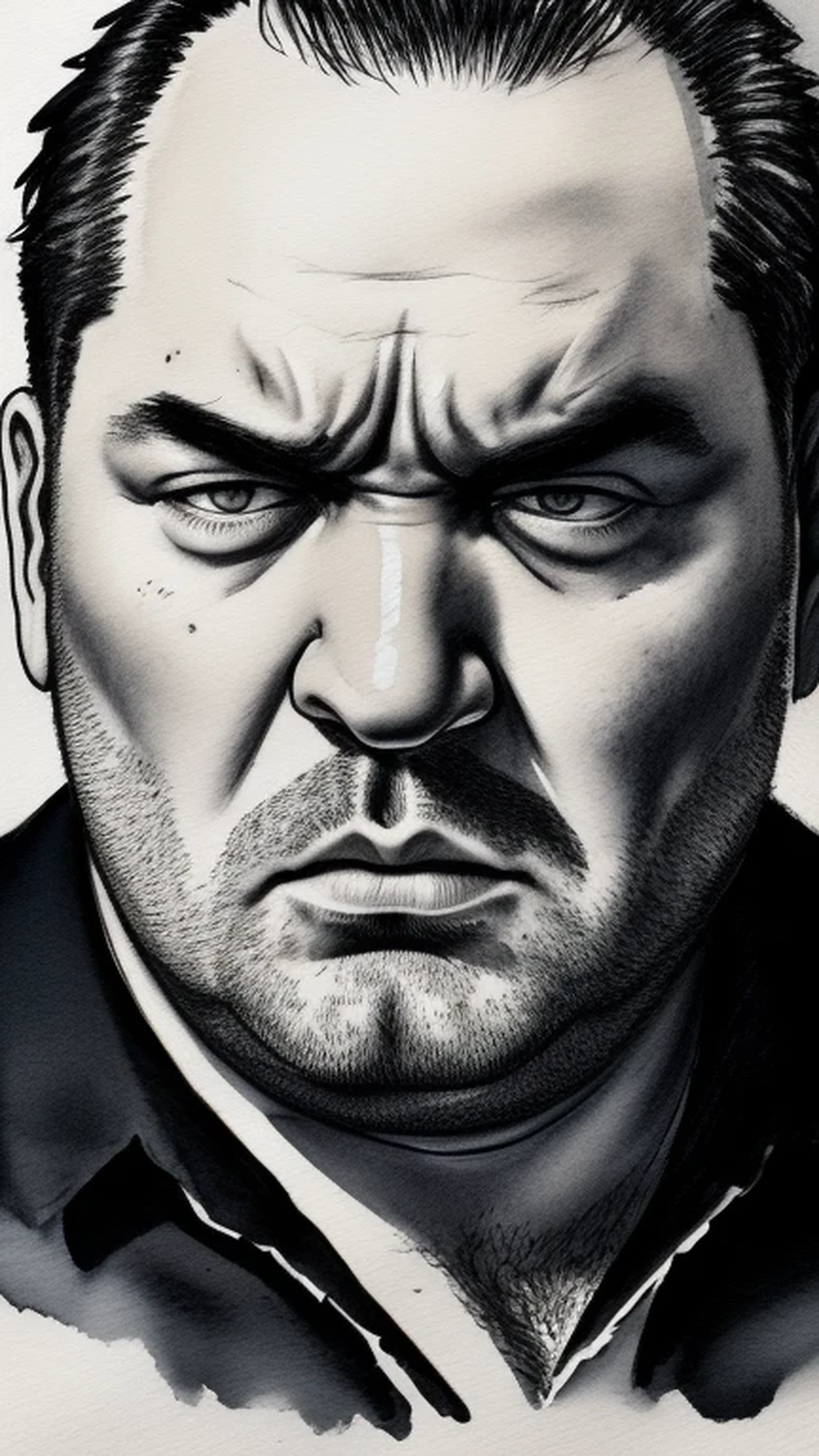 Angry chubby man close-up portrait, Figu...