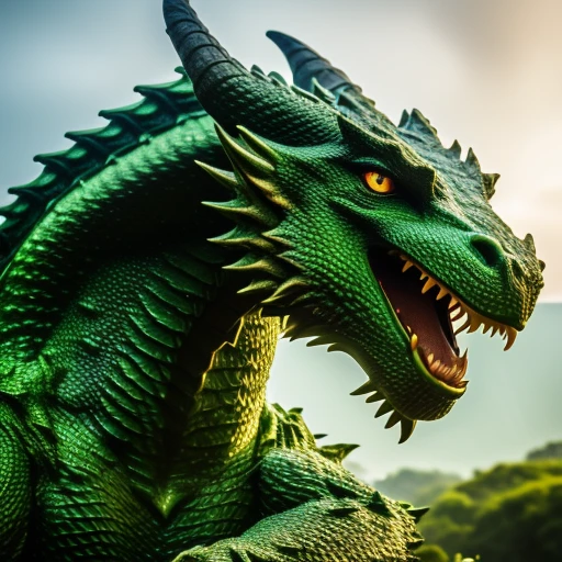 Biggest green big dragon - ((detailed fa...