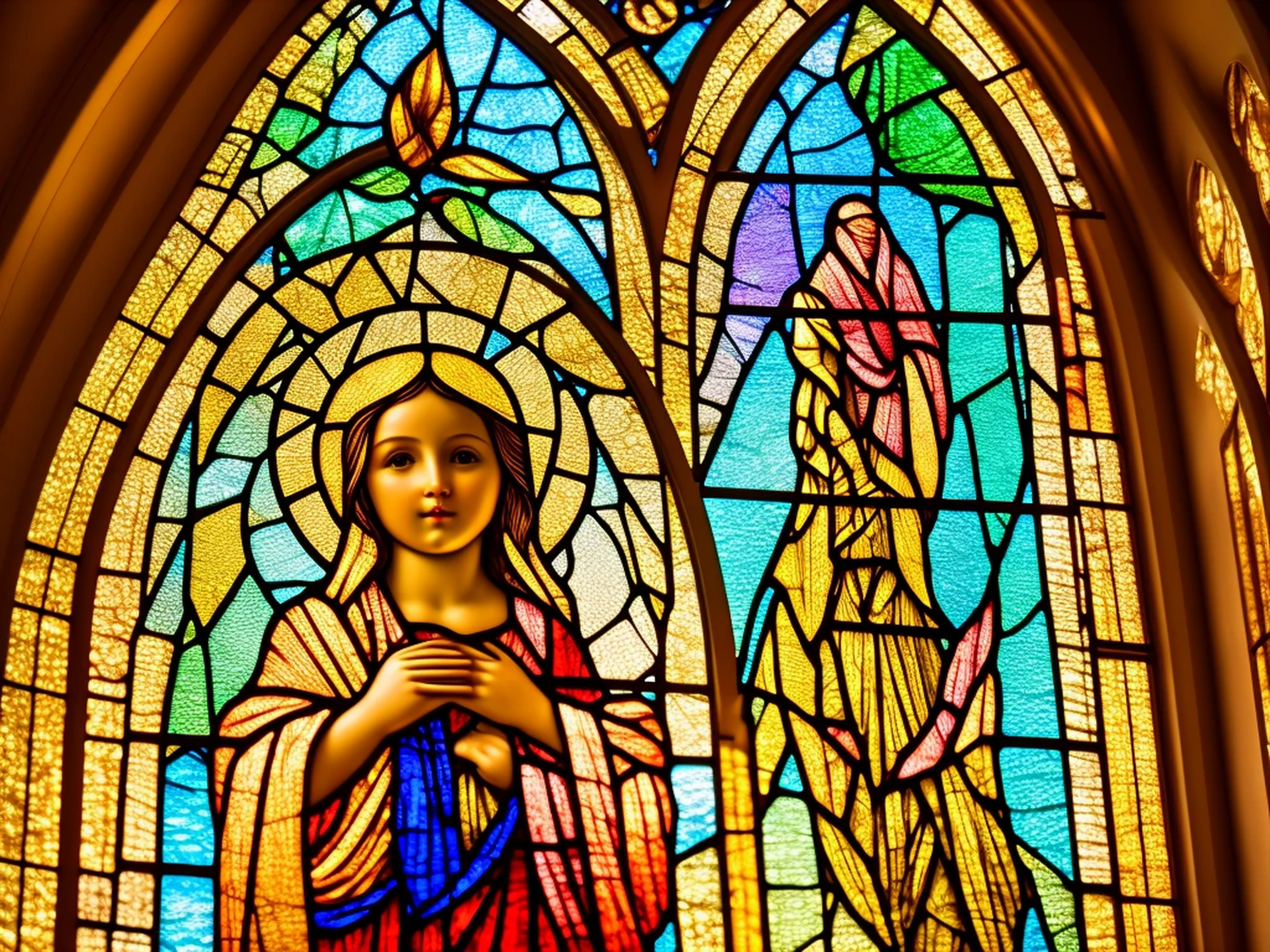 stained glass window baby Jesus