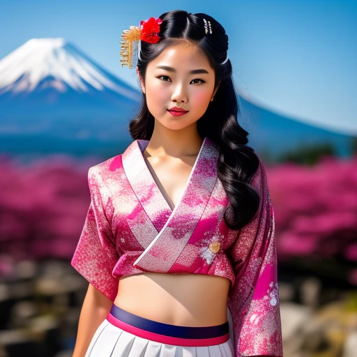 Beautiful young geisha girl wearing mini...
