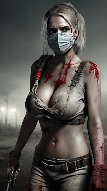 very busty nurse zombie with chirurgical...