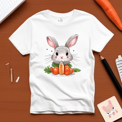Kawaii t-shirt design of a cute bunny ea...