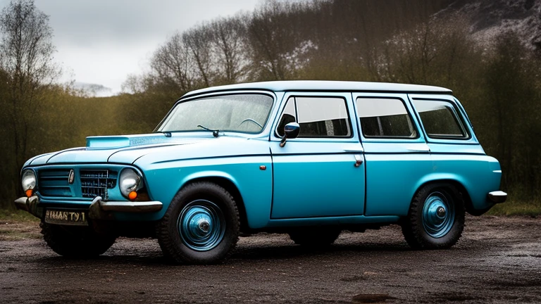 old all terrain color azure sovietic car...