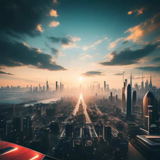 city skyline of a futuristic city