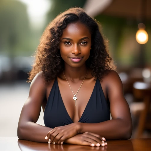 A very dark skinned woman with a lovely ...