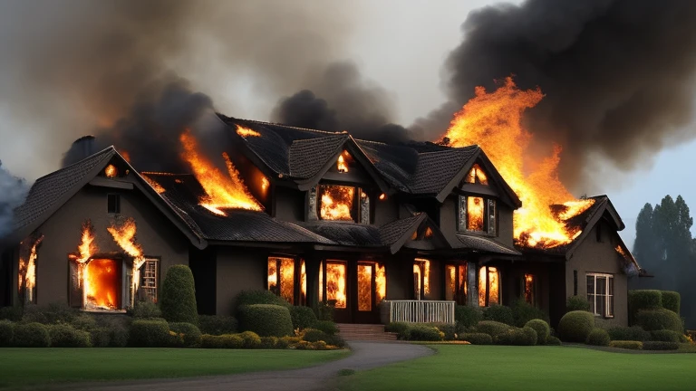 Counntry luxury house burning