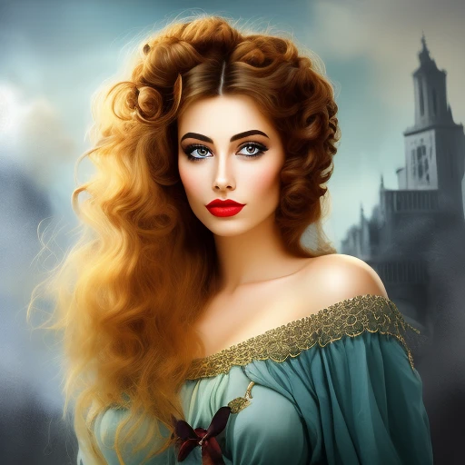 Gorgeous woman in the style of Salvator ...