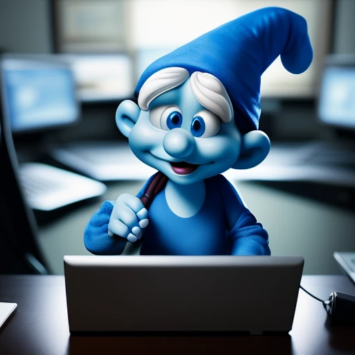 pretty Smurf works with a computer