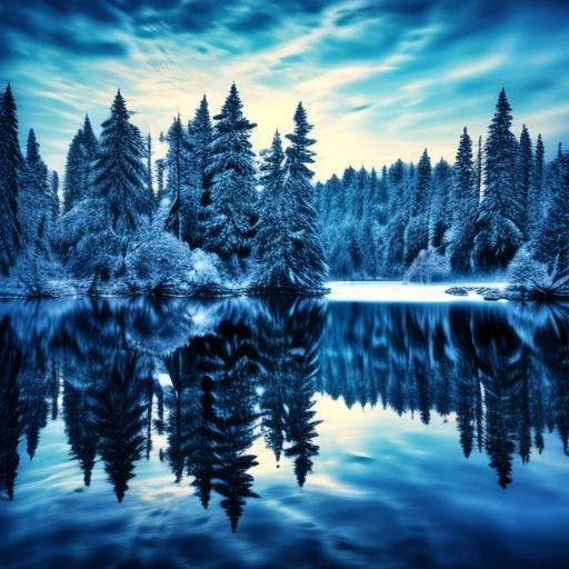 Winter lake, perfect beauty
