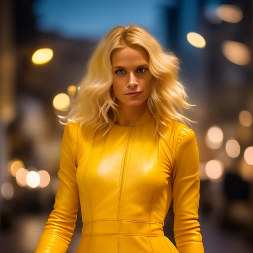 ((Poppy Delevingne))(long yellow leather...