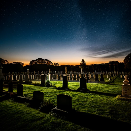 victorian cemetery, during the night