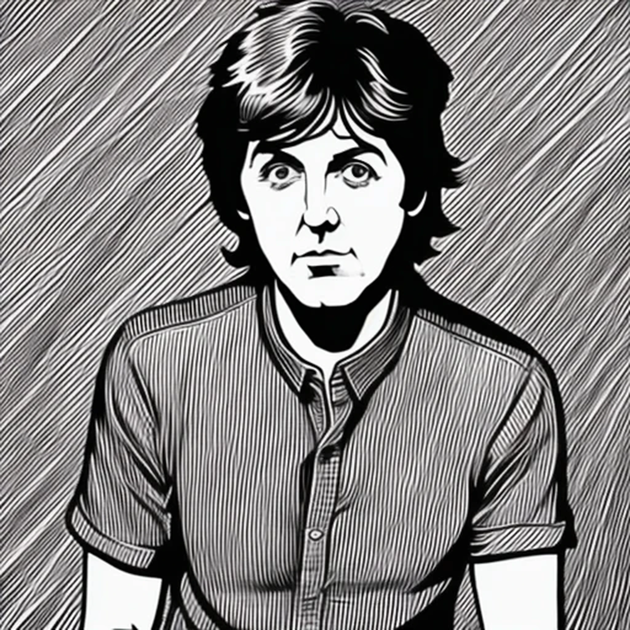 paul mccartney, black and white brush, m...