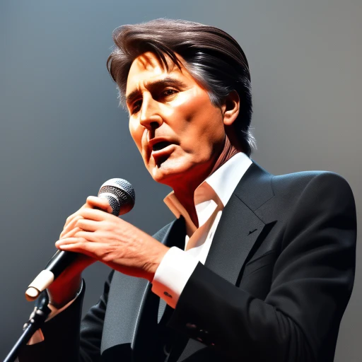 bryan ferry singing into old style micro...