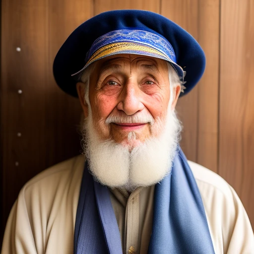 an old jewish man, with a prayer shawl, ...