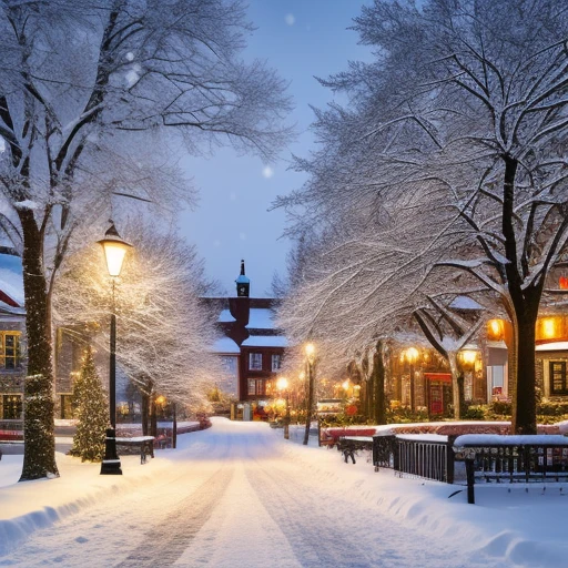 christmas greeting card, old town, snow